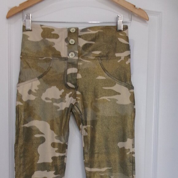 New with tags Freddy WR. UP Gold Glitter Camo High Waist Button Fly Pants S - Picture 4 of 14